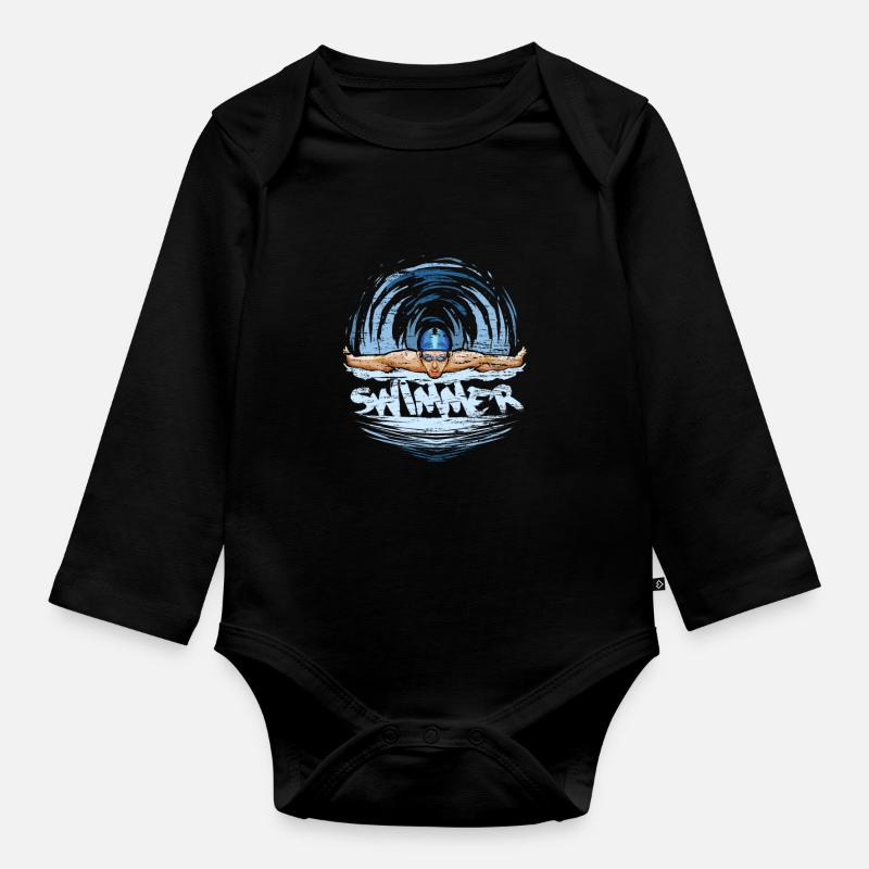Les nageurs nagent - Body Bébé bio manches longues - noir