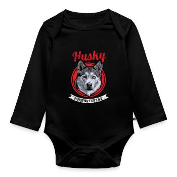 Husky sweet - Body Bébé bio manches longues - noir - Devant