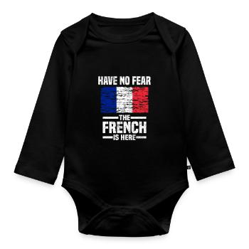 France Français Français cadeau - Body Bébé bio manches longues - noir - Devant