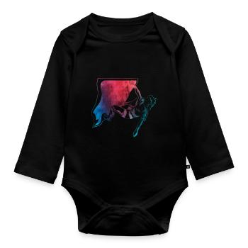 Tshirt d'escalade, bloc, hommes femmes enfants - Body Bébé bio manches longues - noir - Devant