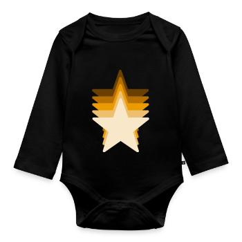 braune Sternschnuppe - Baby Bio-Langarm-Body - Schwarz - Vorne