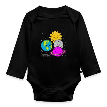 Earth Moon Planet Solar System Physics Funny Life - Organic Longsleeve Baby Bodysuit - black - Front