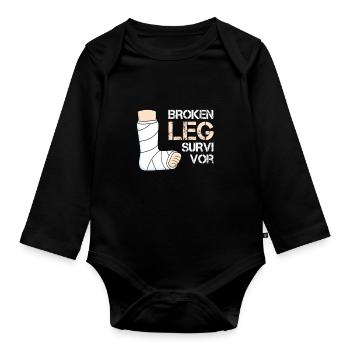 jambe de pied survivant cassé Drôle d’os - Body Bébé bio manches longues - noir - Devant