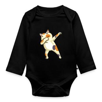 Tamponner cadeau de danse d'amoureux de chat - Body Bébé bio manches longues - noir - Devant