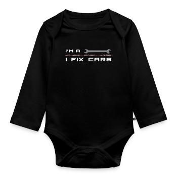 Je suis un mécanicien, je répare des voitures - Body Bébé bio manches longues - noir - Devant