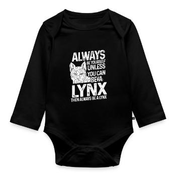 Lynx animal - Organic Longsleeve Baby Bodysuit - black - Front