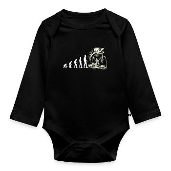 Evolution canoe angler white - Organic Longsleeve Baby Bodysuit - black - Front