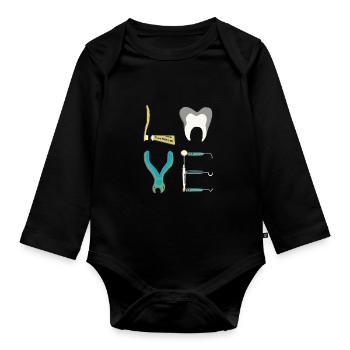Funny Dentist Tools Dental Hygienist T-shirt - Organic Longsleeve Baby Bodysuit - black - Front