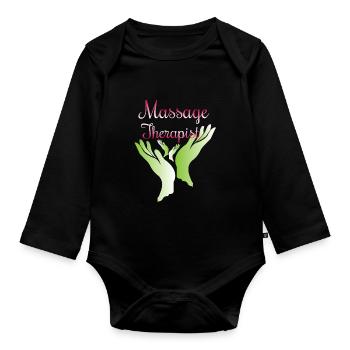 Massage Therapist Massage Masseur Masseuse - Baby Bio-Langarm-Body - Schwarz - Vorne