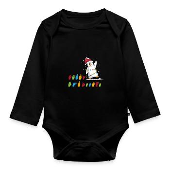 Merry Christmas Penguin Sign Language Sign Sign - Organic Longsleeve Baby Bodysuit - black - Front