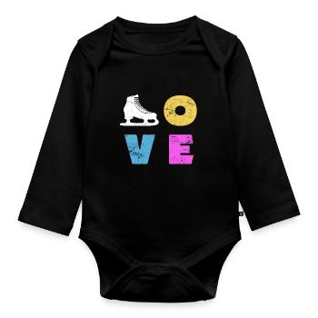 Eiskunstlauf Schlittschuh - Baby Bio-Langarm-Body - Schwarz - Vorne