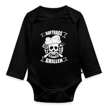 Auftragsgriller Grillen Geschenk Geschenkidee - Baby Bio-Langarm-Body - Schwarz - Vorne