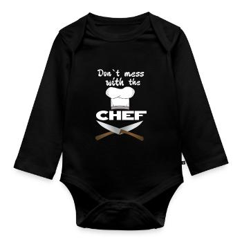 Don’t mess with the chef cuisinier cadeau - Body Bébé bio manches longues - noir - Devant