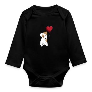Lustiges Hunde Shirt - Terrier mit Herz - Baby Bio-Langarm-Body - Schwarz - Vorne