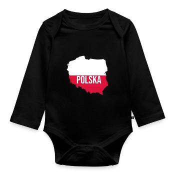 I love Polska Ich liebe Polen Polnish Souvenir - Baby Bio-Langarm-Body - Schwarz - Vorne