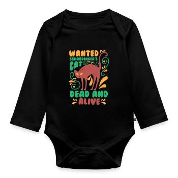 Schrödingers Katze T-Shirt - Katzen TShirt Physik - Baby Bio-Langarm-Body - Schwarz - Vorne