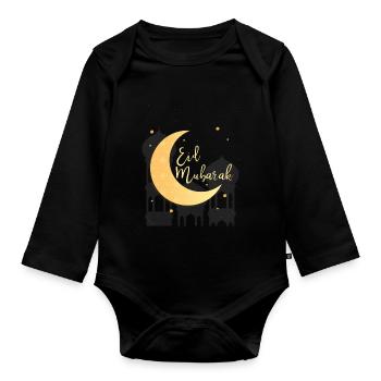 Ramadan Mubarak Fasten Islam Molsem Geschenk - Baby Bio-Langarm-Body - Schwarz - Vorne
