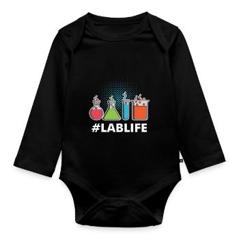 Science Laboratory Life Gift Idea Nerd Physics - Organic Longsleeve Baby Bodysuit - black - Front