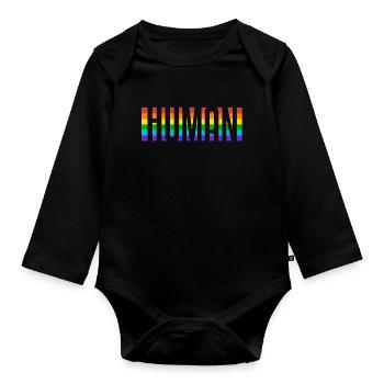 Human | Gay Pride, Gay, LGBT, Rainbow - Organic Longsleeve Baby Bodysuit - black - Front