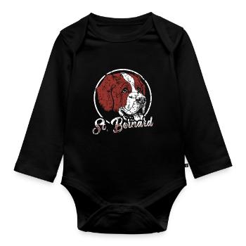 St. Bernard Bernhadiner dog - Organic Longsleeve Baby Bodysuit - black - Front