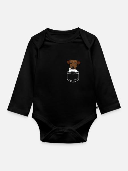 Jack Russel Pocket Pocket Dog grappige cadeau - Baby bio-rompertje met lange mouwen - zwart