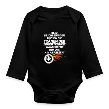 Beim Beschleunigen - Rallye und Rennfahrer Legend - Baby Bio-Langarm-Body - Schwarz - Vorne