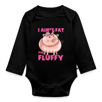 I Is not Fat I'm a Fluffy Unicorn Gift Idea - Organic Longsleeve Baby Bodysuit - black - Front