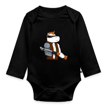 Einhorn Cyborg Mechaniker Geschenk - Baby Bio-Langarm-Body - Schwarz - Vorne
