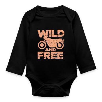 Be Wild And Free Motorrad Geschenkidee - Baby Bio-Langarm-Body - Schwarz - Vorne