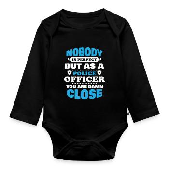 Polizei Polizist Geschenk Geschenkidee Lustig - Baby Bio-Langarm-Body - Schwarz - Vorne