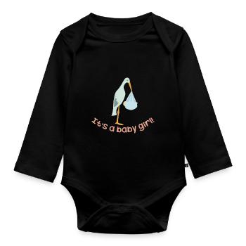 IT´S A BABY GIRL! - Baby Bio-Langarm-Body - Schwarz - Vorne