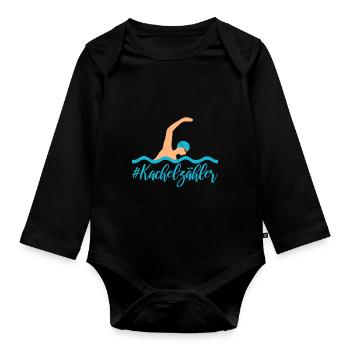 Kachelzähler Kraulen Schwimmer Geschenk - Baby Bio-Langarm-Body - Schwarz - Vorne