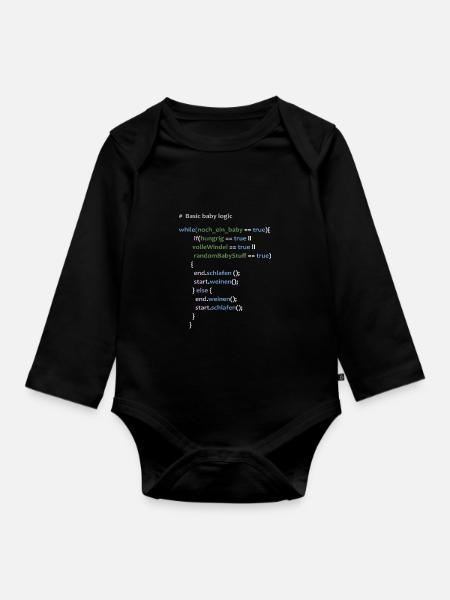 Baby Logik Werdender Vater Informatiker Geschenk - Baby Bio-Langarm-Body - Schwarz