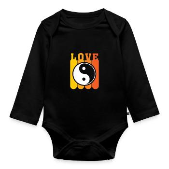 Yin Yang - Body Bébé bio manches longues - noir - Devant