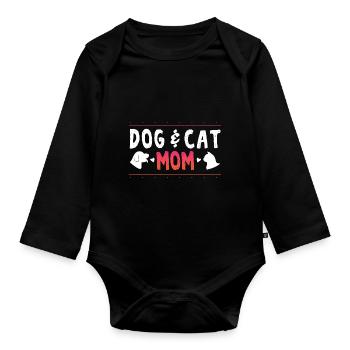 Dog and Cat Mom - Organic Longsleeve Baby Bodysuit - black - Front