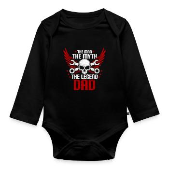 The Man The Legend Dad - Organic Longsleeve Baby Bodysuit - black - Front