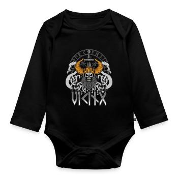 Wikinger - Baby Bio-Langarm-Body - Schwarz - Vorne