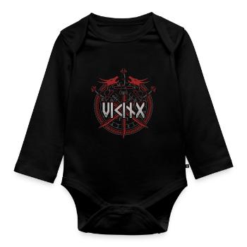 Viking Walhalla Norse mythology - Organic Longsleeve Baby Bodysuit - black - Front
