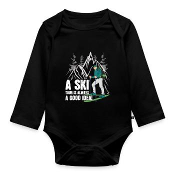 Ski Tour Touring Spruch Winter Ski Tour - Organic Longsleeve Baby Bodysuit - black - Front