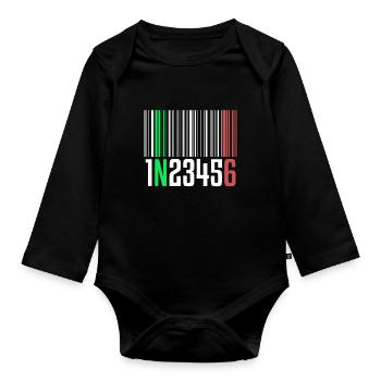 1N23456 Motorcycle Gear One Down Five Up Barcode - Organic Longsleeve Baby Bodysuit - black - Front
