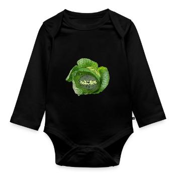 Bad Lettuce Gift Idea for Healthy Eating - Organic Longsleeve Baby Bodysuit - black - Front