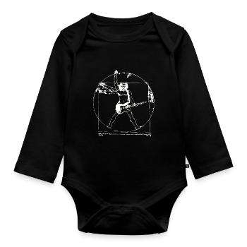 Vitruvian Man Guitar Shirt Da Vinci Guitarist - Organic Longsleeve Baby Bodysuit - black - Front