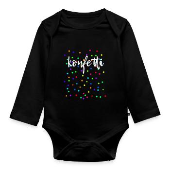Konfetti Fasching Karneval Bunt - Baby Bio-Langarm-Body - Schwarz - Vorne