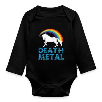 Death Metal Unicorn - Organic Longsleeve Baby Bodysuit - black - Front