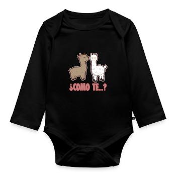Como te llamas - divertido / lustig llama español - Baby Bio-Langarm-Body - Schwarz - Vorne