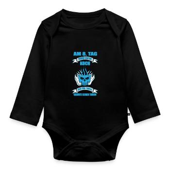 Gott Erschuf Den Koch Küche Kochen Herd Geschenk - Baby Bio-Langarm-Body - Schwarz - Vorne