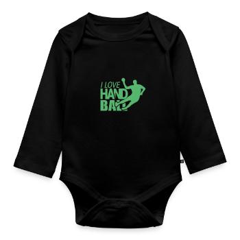 Handballer Handballer Handballer Handballer - Baby Bio-Langarm-Body - Schwarz - Vorne