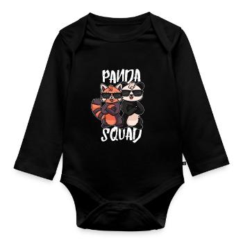 Petit Panda Panda panda rouge cadeau Squad - Body Bébé bio manches longues - noir - Devant