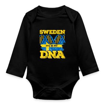 Suède Sverige Vikings flag ADN de Scandinavie - Body Bébé bio manches longues - noir - Devant