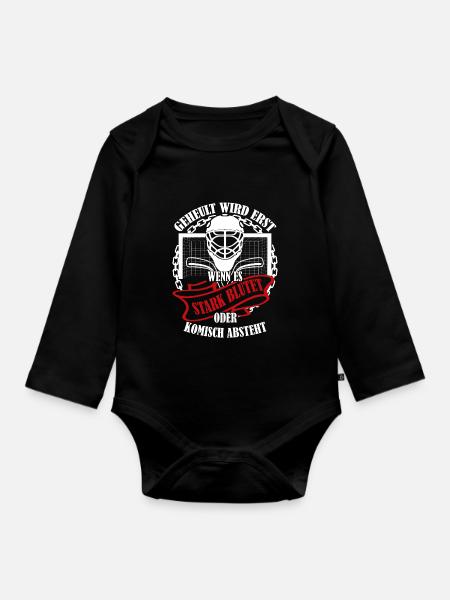 Eishockey - Baby Bio-Langarm-Body - Schwarz